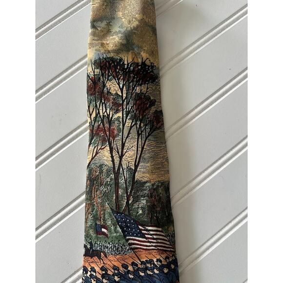417 VAN HEUSEN Americana Series 2 Pc Silk Civil War Flag Tie Shiloh Rebel Yell - Picture 3 of 14